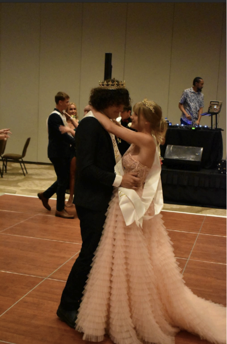 Prom King (Samson Brown) and Prom Queen (Kaitlin Campbell) slow-dancing after being crowned!